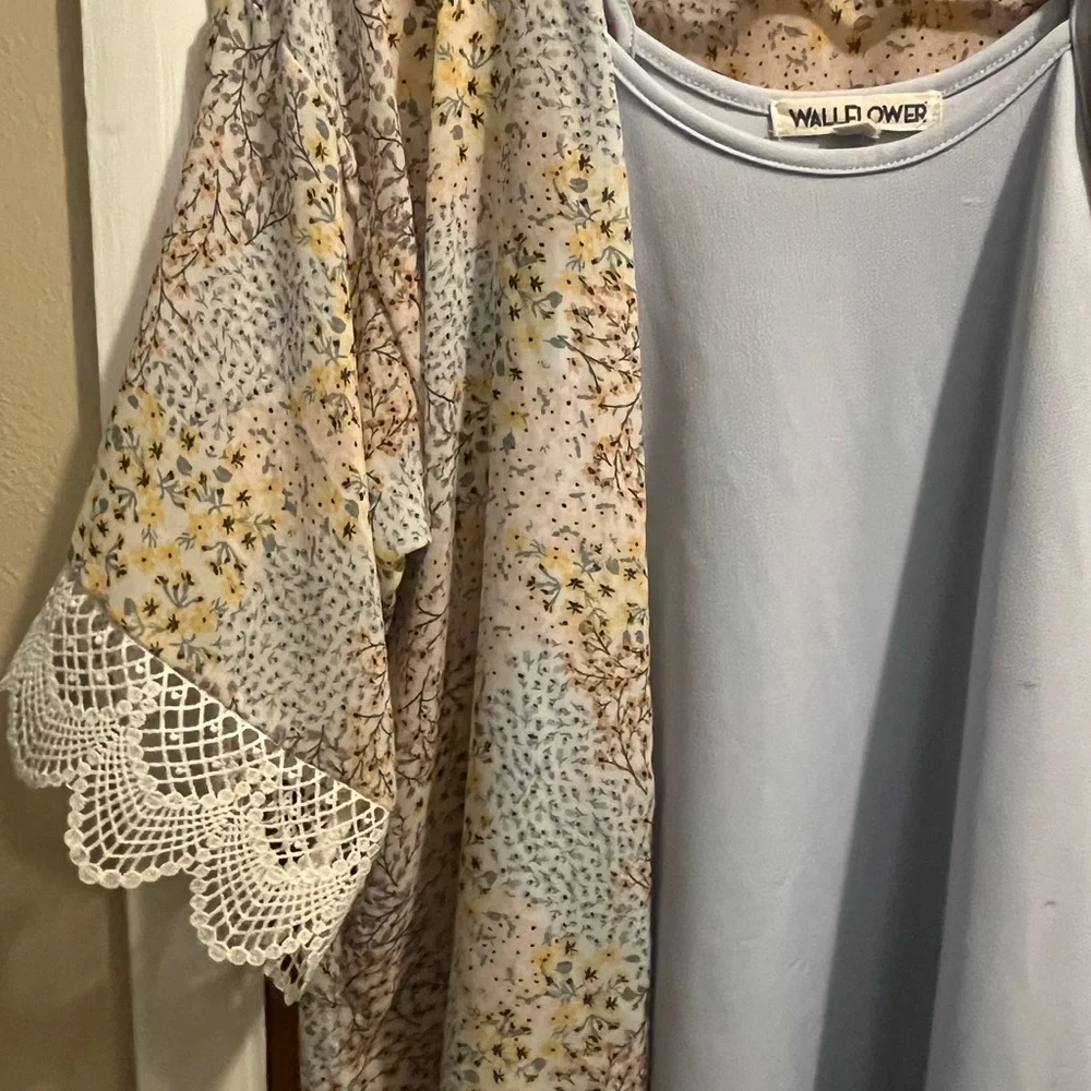 Wallflower Light Blue Dress with Floral Accents - Picture 2 of 5